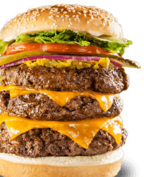 a tall hamburger